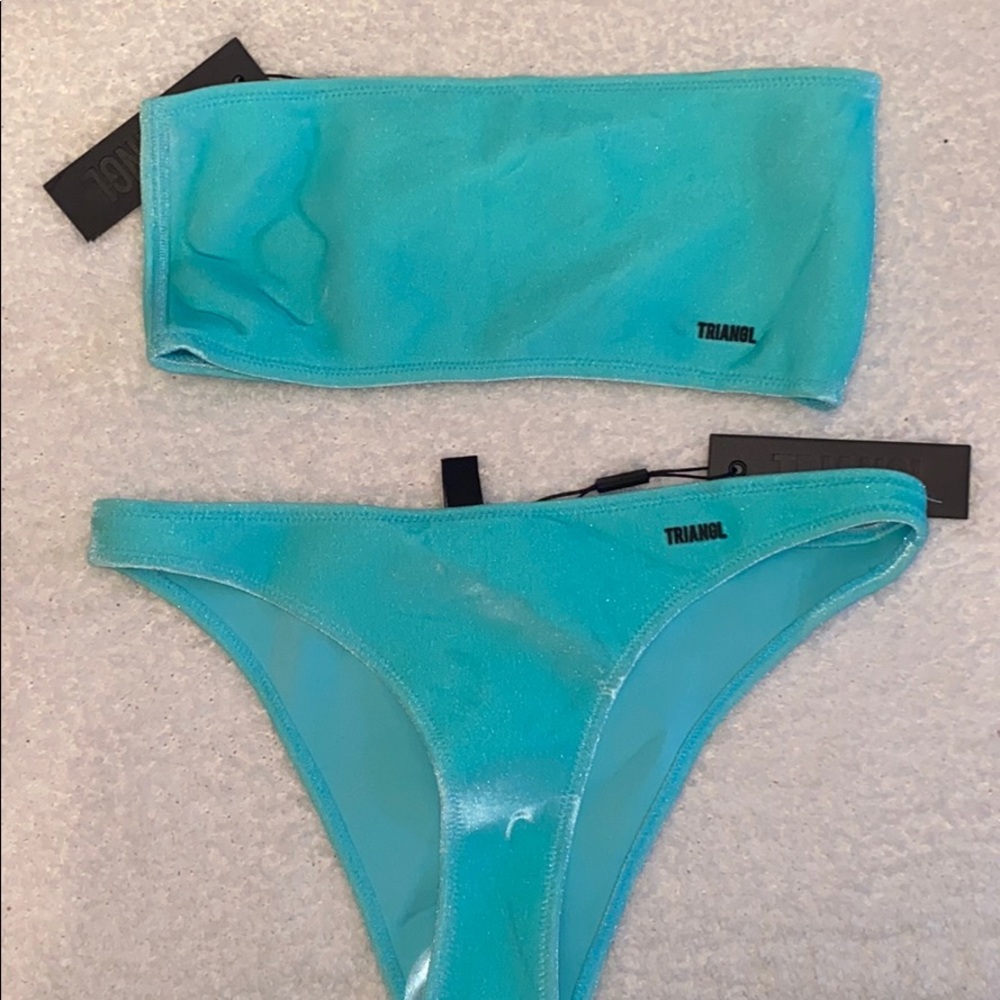 TRIANGL Crush Blue Lemonade Velvet Bandeau Bikini